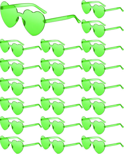 Frienda 20 Pairs Heart Shaped Sunglasses Rimless Candy Color Glasses for Women Men Party Favor
