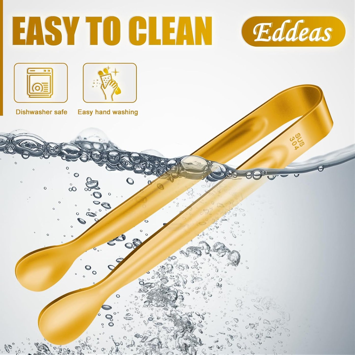 EDDEAS 12 PCS Small Serving Tongs, 4.3" Mini Gold Tongs, Gold Kitchen Tongs for Serving Food, Coffee Bar, Tea Party, Desserts Party and Ice Bucket