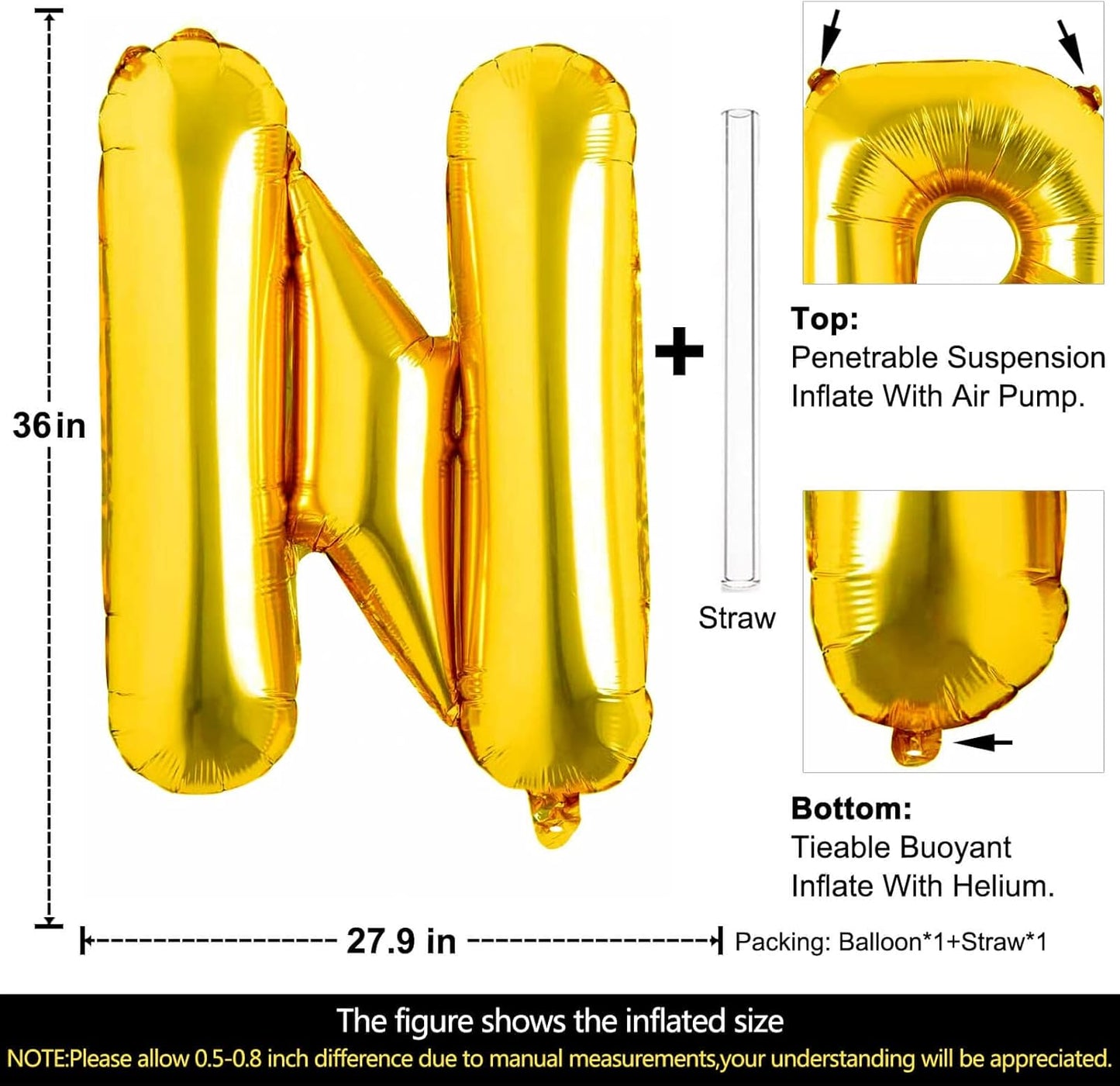 Lovoir 40 Inch Large Gold Letter A Balloons Big Size Jumbo Mylar Foil Helium Balloon for Birthday Party Celebration Decorations Alphabet Gold A