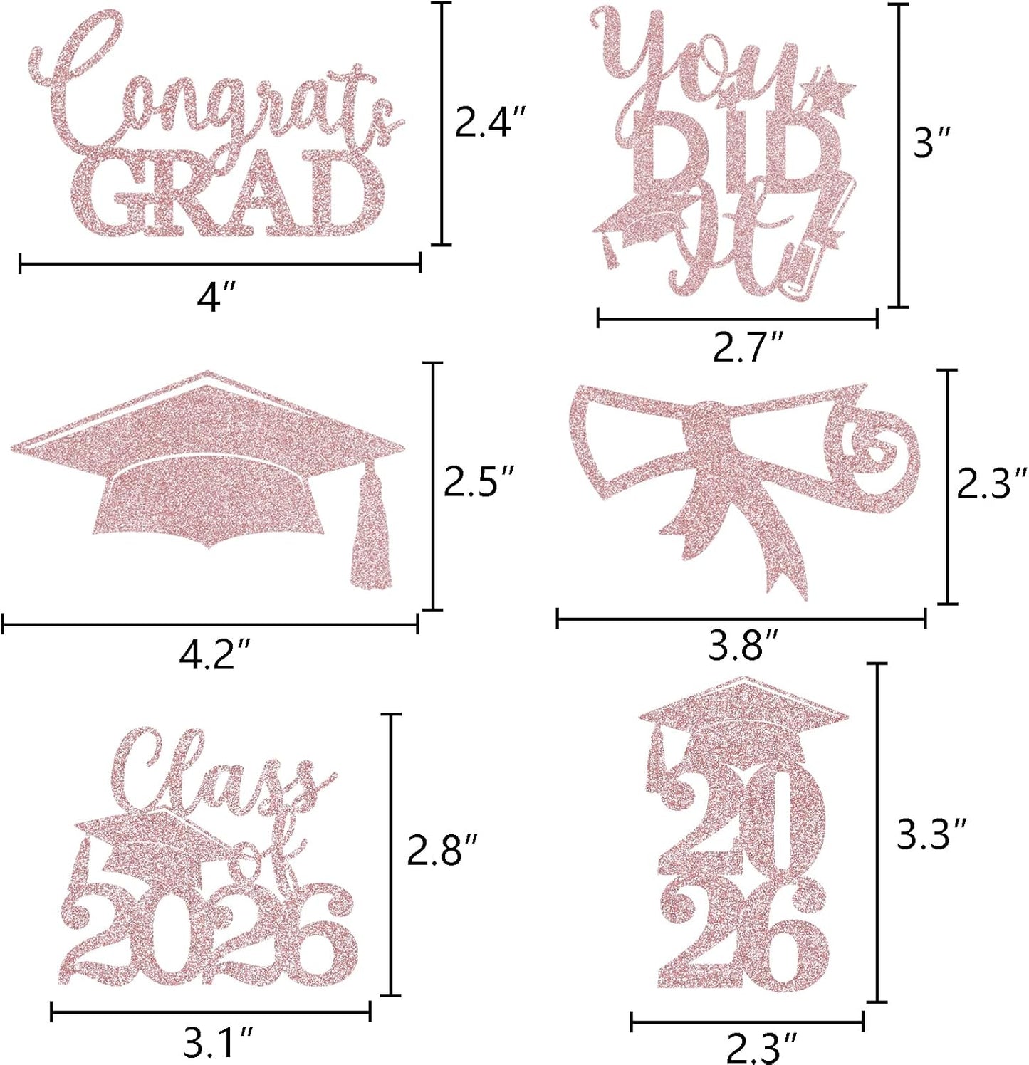 Graduation Centerpiece Sticks 24PCS Glitter Grad Picks Party Table Decor Senior High School College Sign Gold