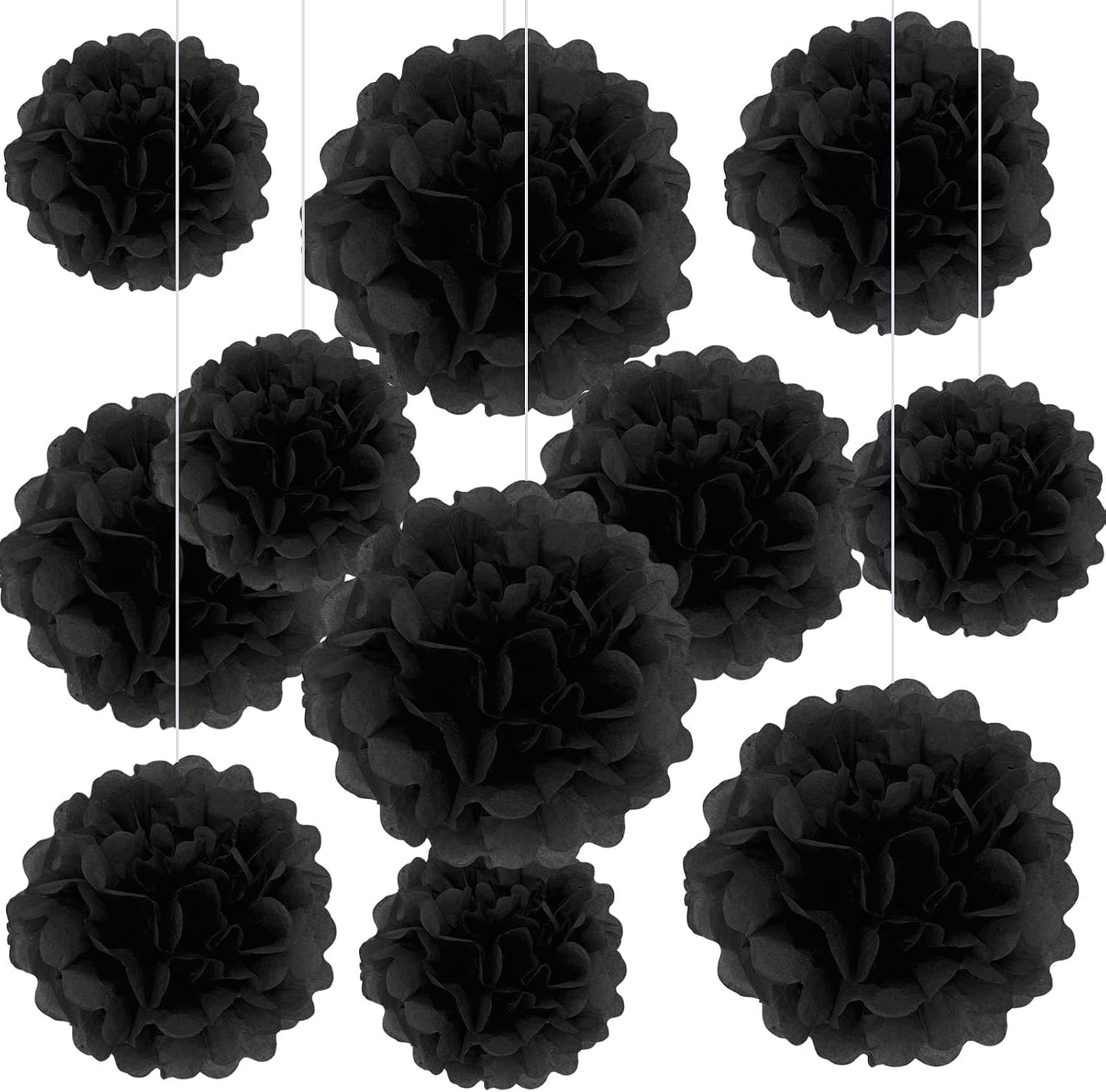 20 PCS Orange Tissue Paper Pom Poms, Tissue Pom Poms Flowers, Sizes of 6", 10", 12", 14" Hanging Paper Flower Ball for Wedding, Birthday, Halloween, Christmas, Baby Shower Party Decor