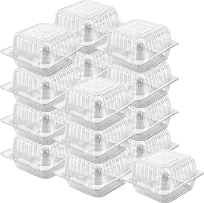 Axe Sickle 50 Count Clear Plastic Hinged Take Out Containers Clamshell Takeout Tray Food Clamshell Containers Outside Diameter for Dessert, Snacksetc, Cakes Slice, Cookies, Salads