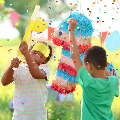 Rose Red Pinata Stick Kit with Blindfold, Rope and Confetti - Perfect for Kids Girls Birthday, Baby Shower, Carnivals Party Supplies