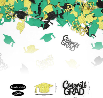 200PC Gold Graduation Confetti Class of 2026 Congrats Grad Confetti for Table Grad Cap Scatters for Graduation party decorations 2026