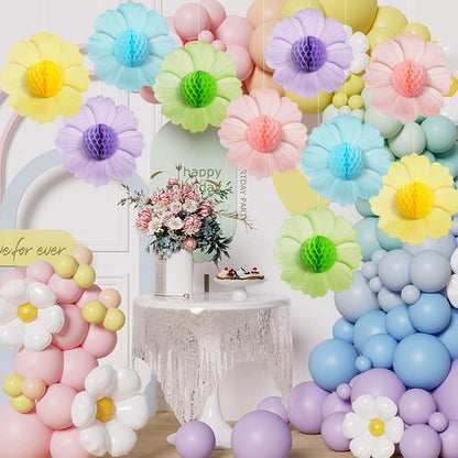 Party Hanging Paper Fans Decoration Set for Wedding Birthday Party Mother's Day Round Events Accessories Set of 8