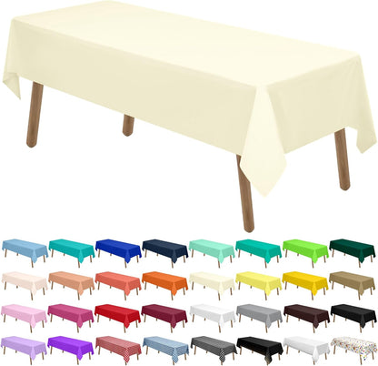 PARTY ULYJA White Plastic Tablecloths 2 Pack Disposable Table Covers 54 x 108 Inch Bridal Shower PEVA Vinyl Table Cloths for Picnic Birthday Wedding Banquet Parties 8 ft Rectangle Table Use