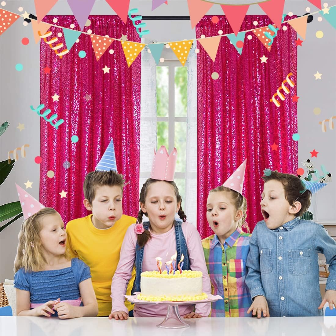 Poise3EHome Black Sequin Backdrop Curtains, 2 Panels 2FTx8FT Glitter Photo Booth Backdrop for Halloween Birthday Bachelorette Wednesday Twilight Party Decorations