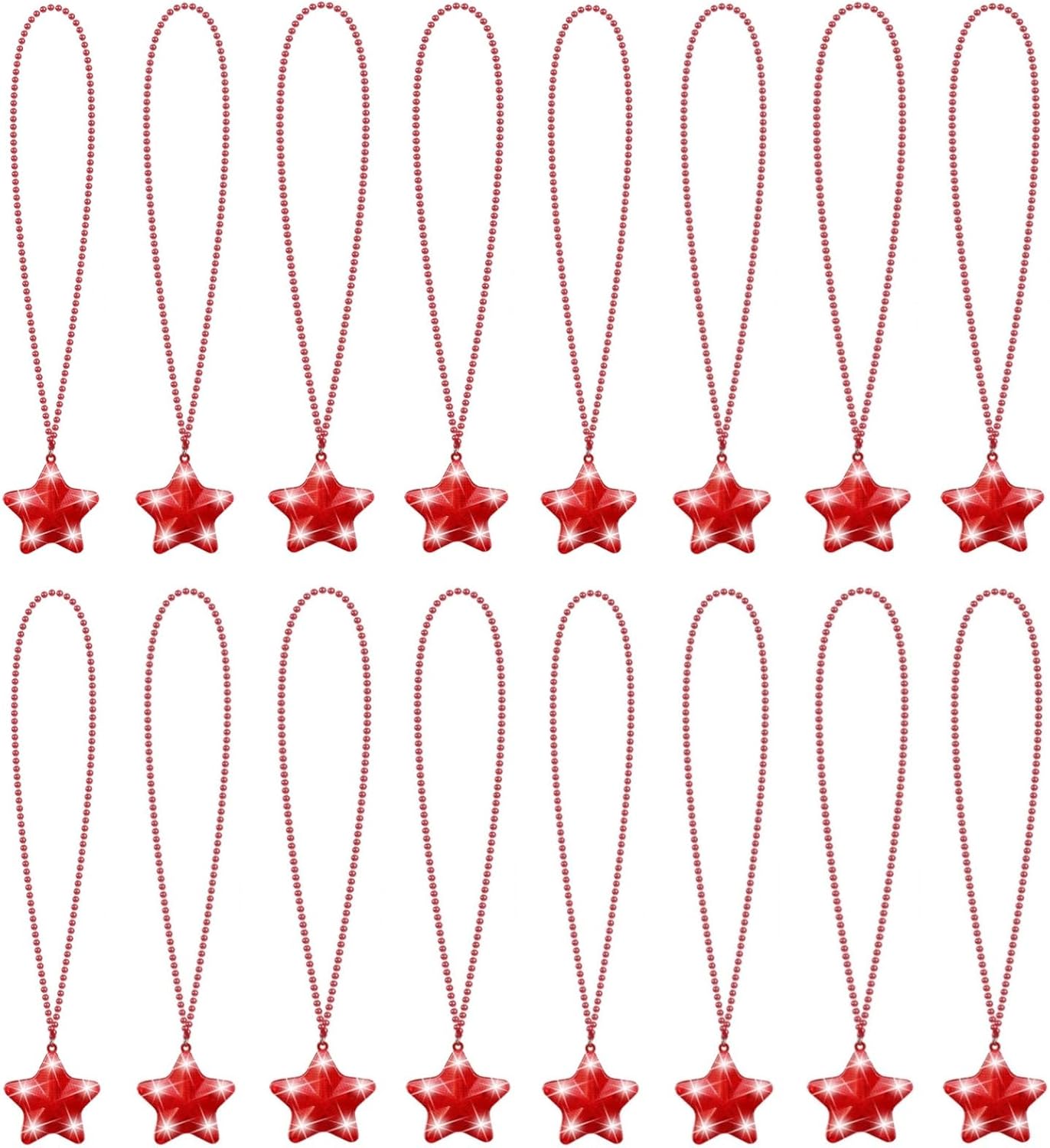 16 Pack Light Up Necklaces Flashing Star Bead Necklaces Glow In The Dark Party Supplies for Weddings Birthday Valentines Mardi Gras July 4th Halloween Christmas