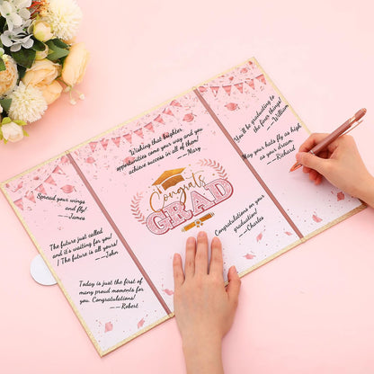 Engrowtic 2026 Graduation Guestbook Alternative Gold and Pink Guest Book Class of 2026 Congrats Graduation Party Decorations Grad Party Signature Board Card for College High School Graduate Gifts