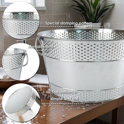 Metal Ice Bucket Galvanized Beverage Tub, Drink Buckets Large Cooler for Wine Beer Champagne Cocktails for Catering, Bars, Parties, Outdoor Events (Black-1PC)
