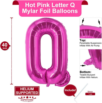 Lovoir 40 Inch Large Hot Pink Letter A Balloons Big Size Jumbo Mylar Foil Helium Balloon for Birthday Party Celebration Decorations Alphabet Hot Pink A