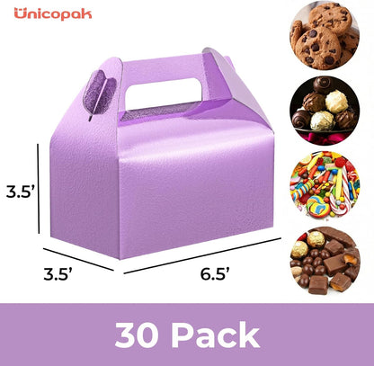 UnicoPak 30 Pack Party Favor Boxes Treat Boxes, White Gable Gift Boxes for Party Favors Goodies Cookies Treats Candies Meals Lunch, 6.5x3.5x3.5 Inches