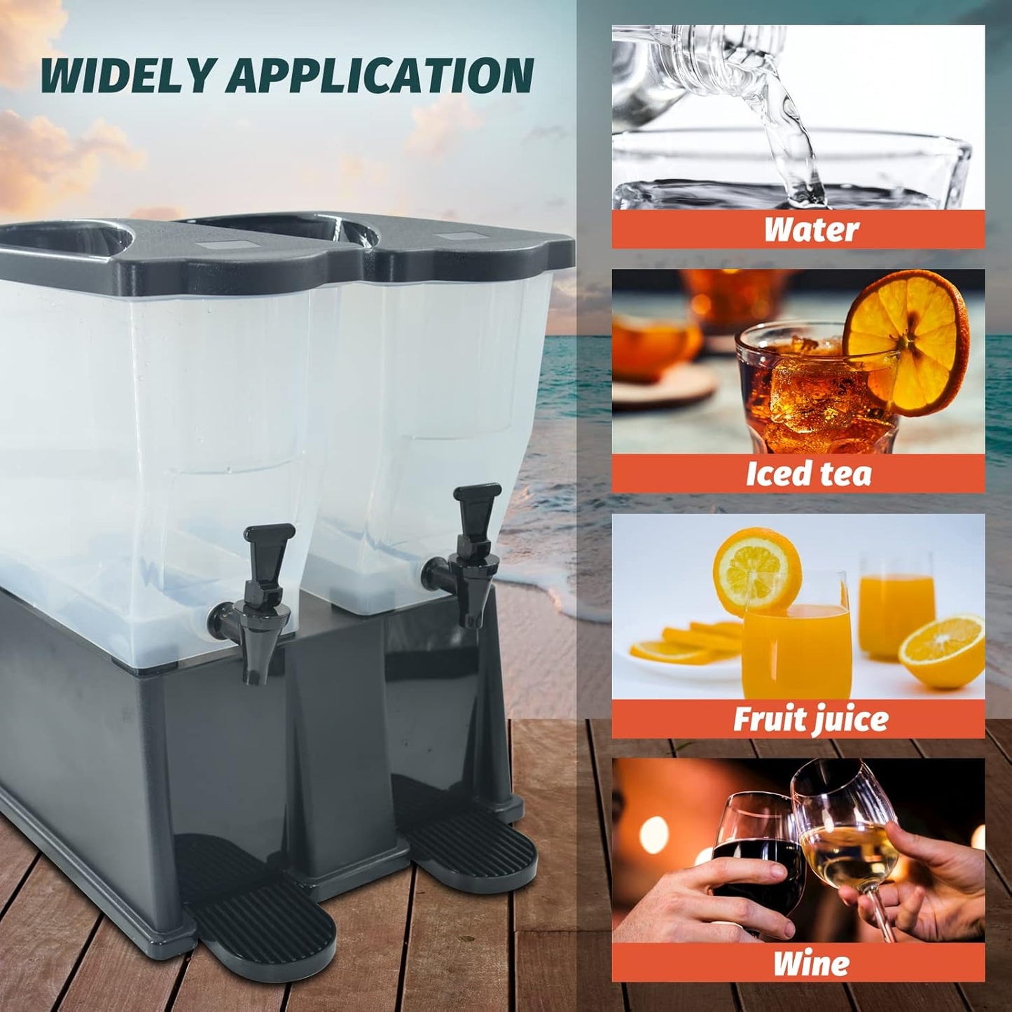 Beverage Dispenser 5 Gallon Drink Dispenser with Spigot, Juice Dispensers for Parties, Black Base