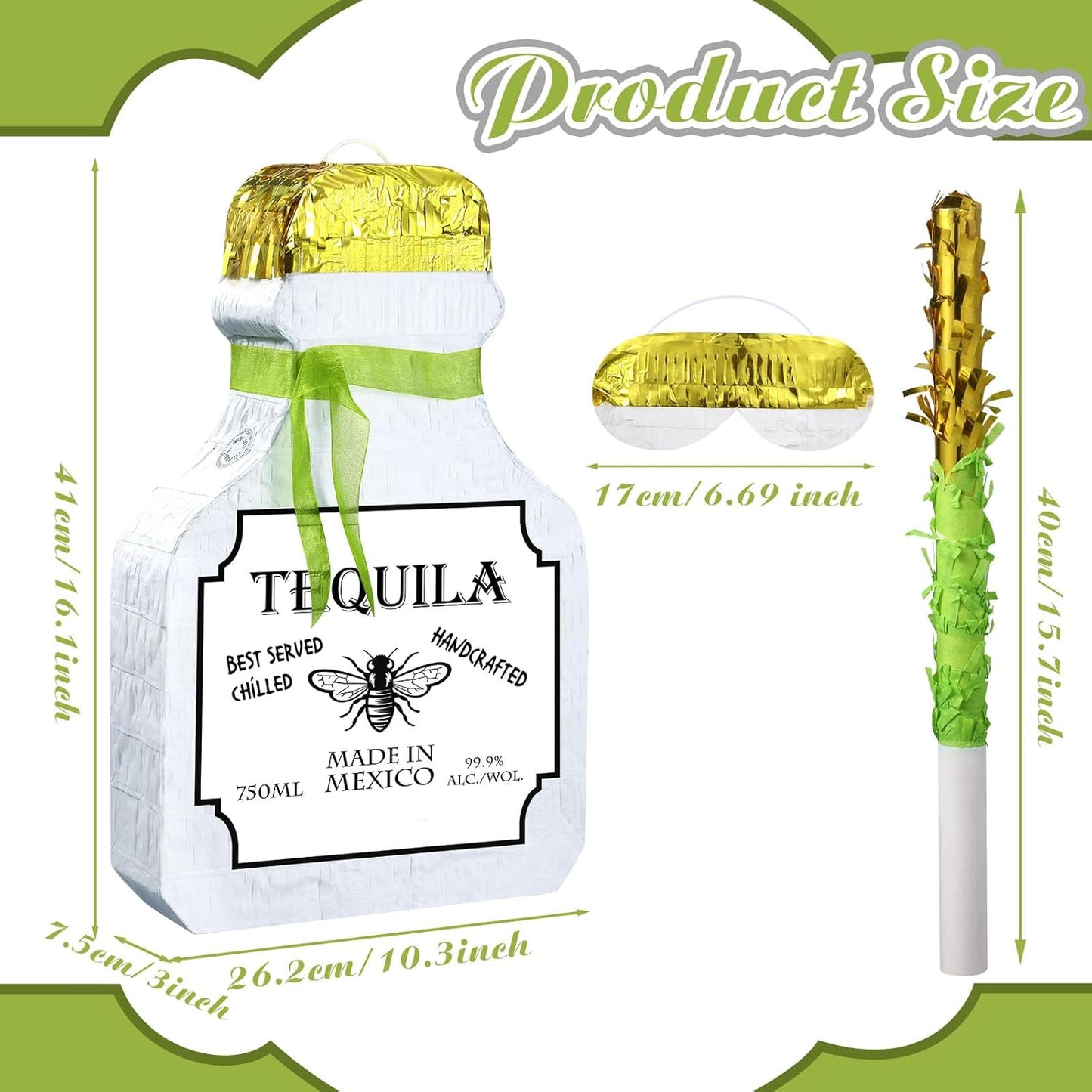Panelee Adult Piñata with Stick Tassel Blindfold Confetti Beer Mug Piñata Champagne Whisky Tequila Bottle Set for Adult Women Men Bachelor Birthday Wedding Anniversary Party(Whisky)