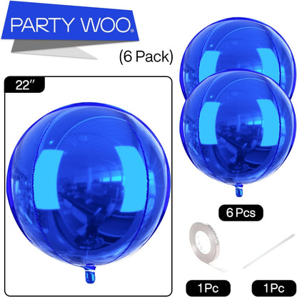 PartyWoo Metallic Gold Foil Balloons 20pcs Different Sizes Pack of 22 15 10 Inch Large Round Foil 4D Inflatable Mirror Ball Mylar Balloons for Graduation Birthday Baby Shower Party Decorations
