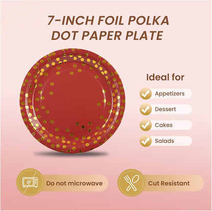 75PCS Paper Plates and Napkins Set - White and Gold Dot Disposable Party Dinnerware Includes Paper Plates, Napkins, Forks Decorations for 2026 New Year, Birthday, Wedding and Holiday, Serves 25