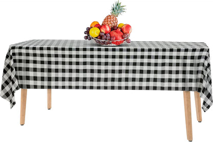14 Pack Black 54 x 108 in. Rectangle Disposable Plastic Tablecloths - Smooth Decorative Covers for Parties, Weddings