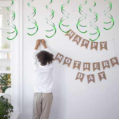 30 Pieces Iridescent White Hanging Swirls, Foil Swirl Hanging Decorations Plastic Steamers for Ceiling, Dangling Whirls Wedding Baby Shower Birthday Party Decorations