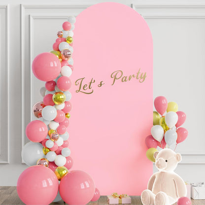 Wokceer 7.2 FT Wedding Arch Backdrop Stand and White Arch Cover, Metal Arch Stand with Arch Stand Cover for Birthday Party Wedding Ceremony Bridal Baby Shower Event Decor