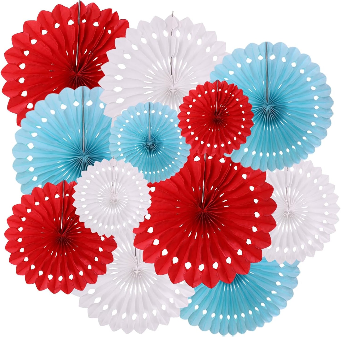 ZOOYOO Hanging Paper Fans Party Decorations,12 Pcs Pastel Rainbow Honeycomb Round Fans,Ceiling Decor for Easter,Wedding,Birthday,Summer Day Party Backdrop