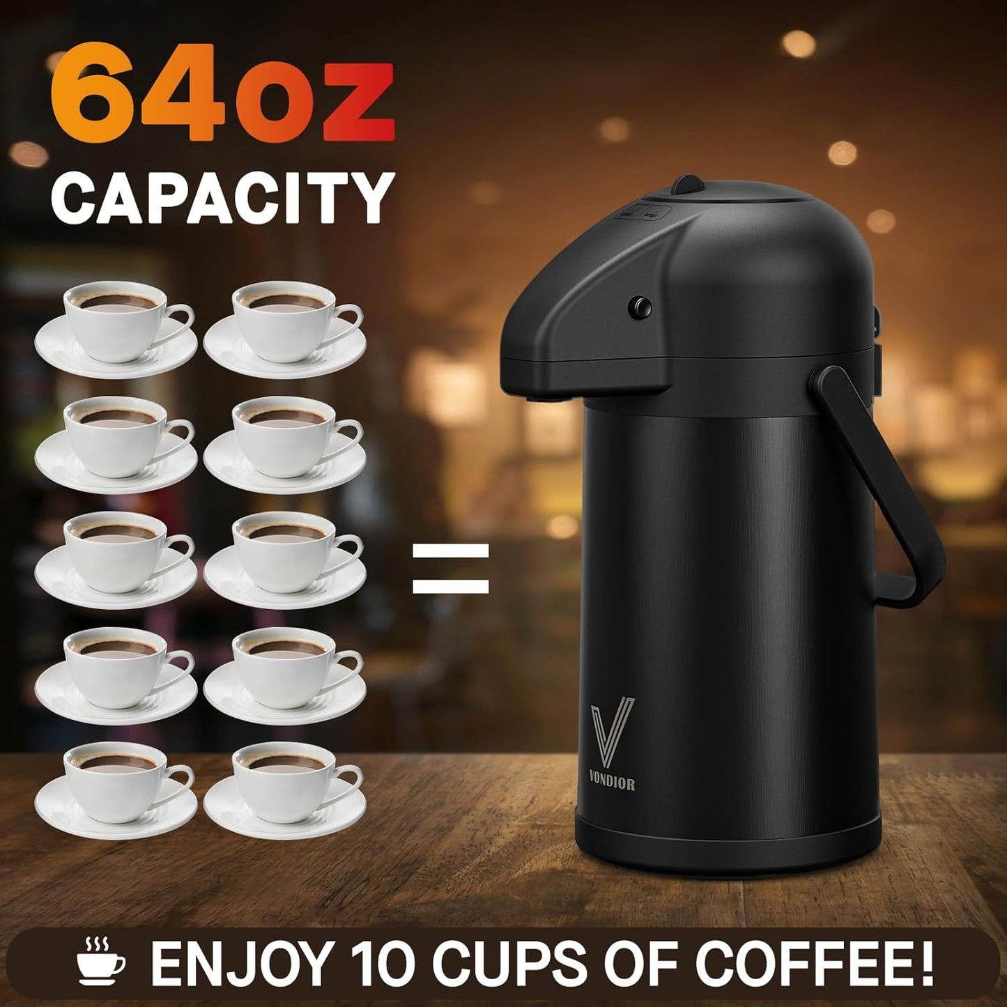 Coffee Carafe for Keeping Hot - 102oz/3L Airpot Coffee Dispenser with Pump - Insulated Stainless Steel Hot Beverage Dispenser for Parties - Thermal Carafe for Hot Drinks Water Tea Chocolate