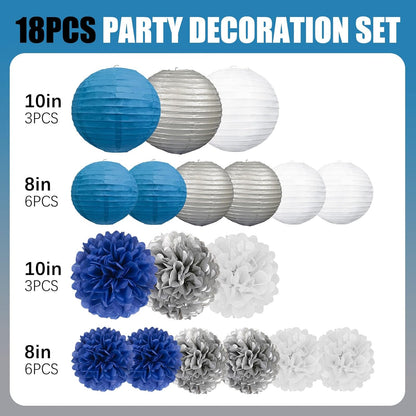 18 PCS Tissue Paper Pom Poms, Tissue Pom Poms Flowers, Sizes of 6", 10", 12", 14" Hanging Paper Flower Ball for Wedding, Birthday, Halloween, Christmas, Baby Shower Party Decor (Red Black Gold)