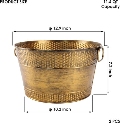 Metal Ice Bucket Galvanized Beverage Tub, Drink Buckets Large Cooler for Wine Beer Champagne Cocktails for Catering, Bars, Parties, Outdoor Events (Black-1PC)