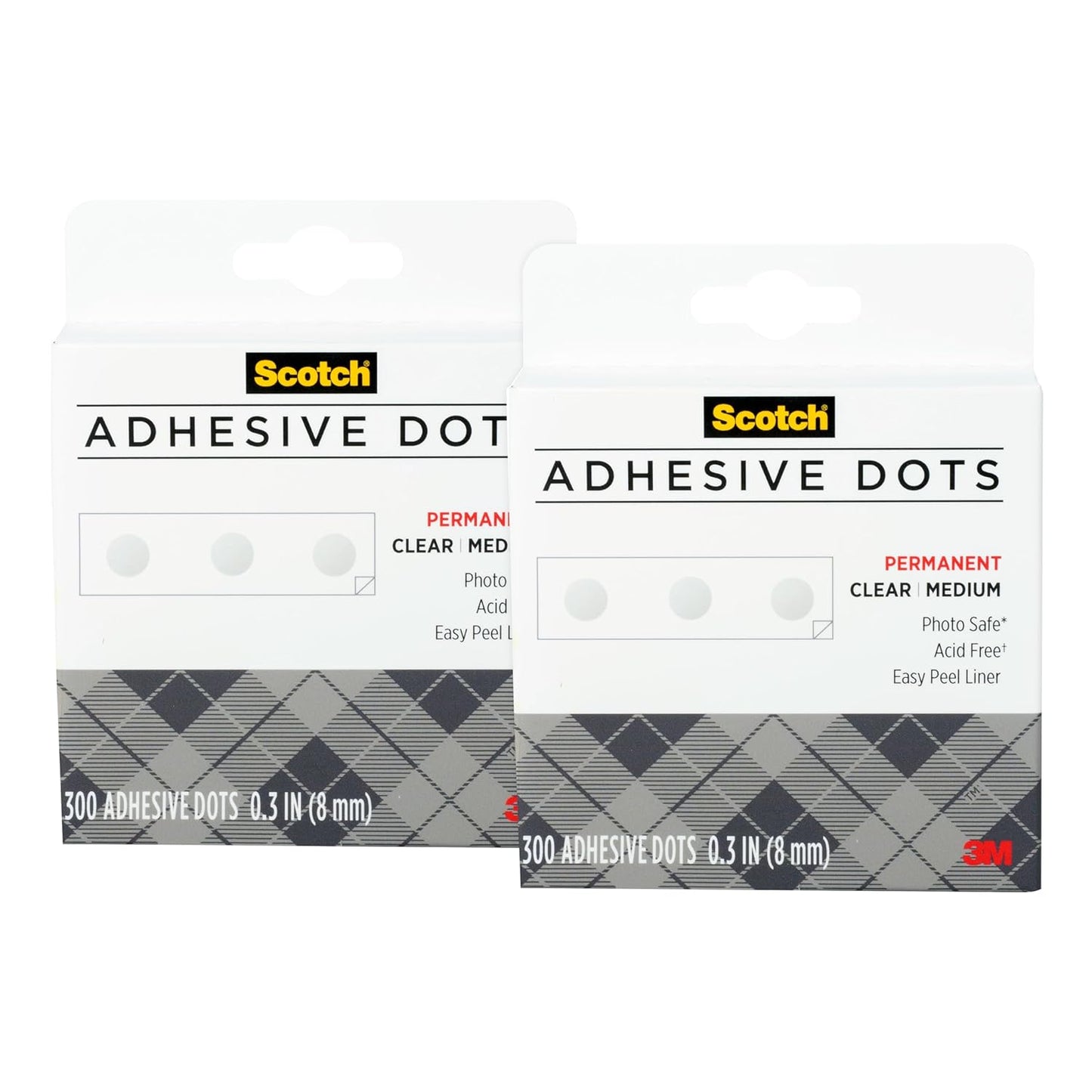 Scotch Adhesive Dots, Medium, 0.3 inches, 300 Dots/Pack, Easy Dispensing, Permanent, Photo-Safe, 1-Pack