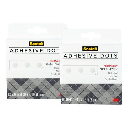 Scotch Adhesive Dots, Medium, 0.3 inches, 300 Dots/Pack, Easy Dispensing, Permanent, Photo-Safe, 1-Pack