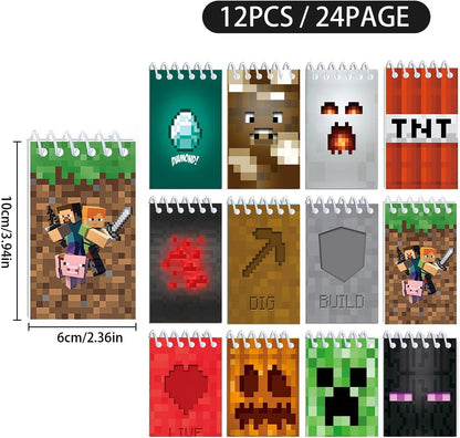 12 Pcs Pixel Mini Notepads, Game Theme Party Favors, Office Desk Accessories, Classroom Prizes, Goodie Bag Stuffers
