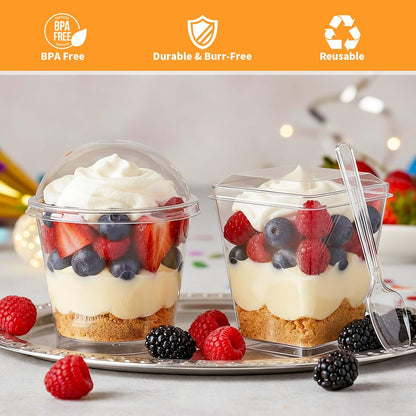 LifeIdeas 380 Pack Mini Dessert Cups with Spoons and lids, 5 oz Mini Clear Parfait Cups, Shooters Cups for Party, Round Yogurt Cups, Reusable Fruit Ice Cream Cake Pudding Cups