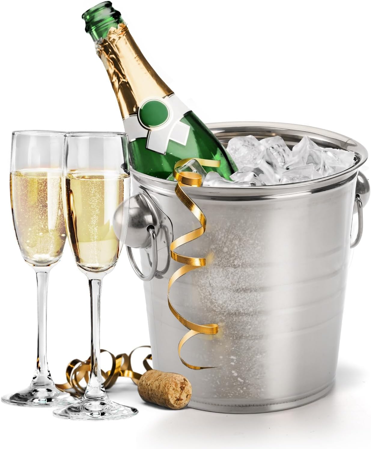 ZENFUN 2 Pack 3 Quart Ice Bucket with Handles, Beverage Tub with Handles, Galvanized Metal Ice Bucket, Drink and Wine Chiller for Bar, Party, BBQ, Great for Indoor and Outdoor Use