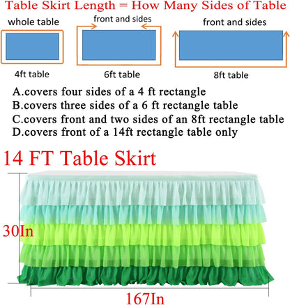 Pastel Rainbow Table Skirt Ruffle Party Tablecloth for Rectangle Table 6ft Birthday Party Baby Shower
