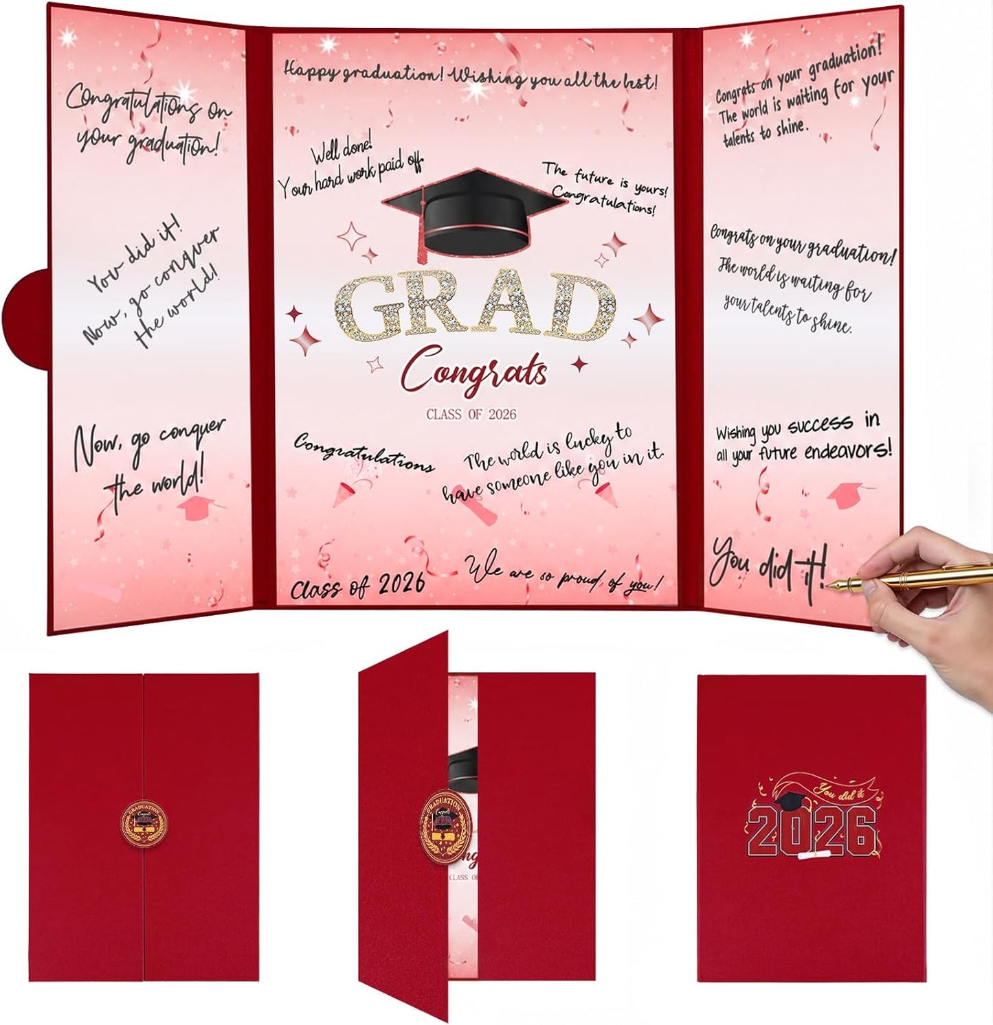 Graduation Guest Book 2026, Blue Gold Graduation Decorations Class of 2026 Graduates Sign in Book Signature Board Congrats Grad Decor Party Supplies, High School College Graduations Gifts for Her Him