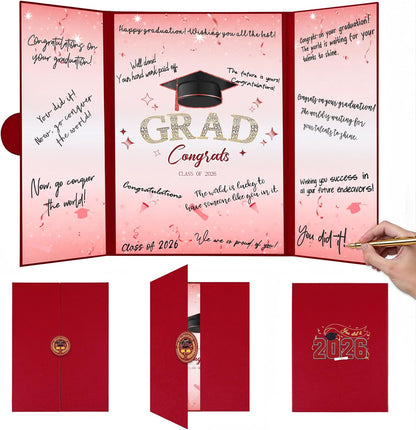 Graduation Guest Book 2026, Blue Gold Graduation Decorations Class of 2026 Graduates Sign in Book Signature Board Congrats Grad Decor Party Supplies, High School College Graduations Gifts for Her Him