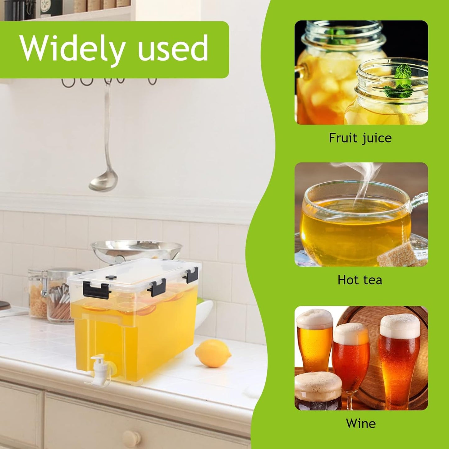 2.5 Gallon Drink Dispenser For Fridge,Beverage Dispenser With Spigot. Milk,Lemonade Dispenser,Juice Containers With Lids For Parties And Dairly Use,100% Sealed And Filter screen（1+1.5）Gallon