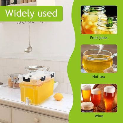2.5 Gallon Drink Dispenser For Fridge,Beverage Dispenser With Spigot. Milk,Lemonade Dispenser,Juice Containers With Lids For Parties And Dairly Use,100% Sealed And Filter screen（1+1.5）Gallon