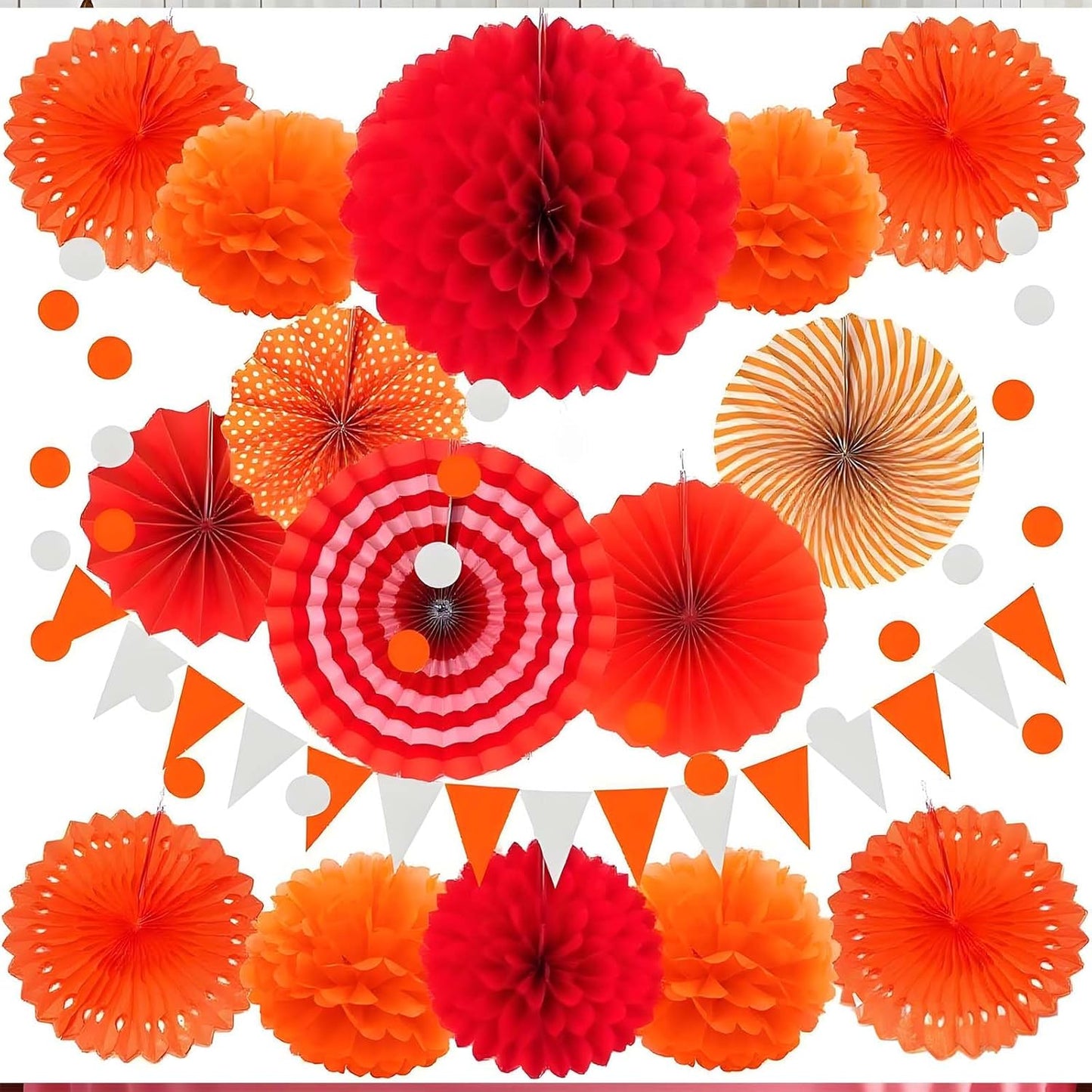 XIKSXITN 12 pc Rose Gold Gradient Tissue Paper Pom poms-Hanging Gold Dot White Paper Pom Poms Paper Flowers Ball for Party Decorative(8&10&12 inch)