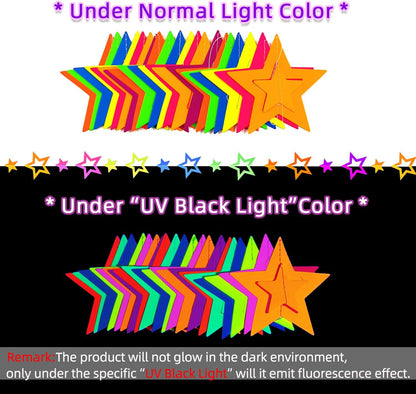 56 Pieces Rainbow Hanging Swirl Decorations Neon Swirl Streamers UV Neon Garland Ceiling Decorations Glow in The Dark Neon Party Supplies and Decorations Black Light Party Kit for Birthday Wedding