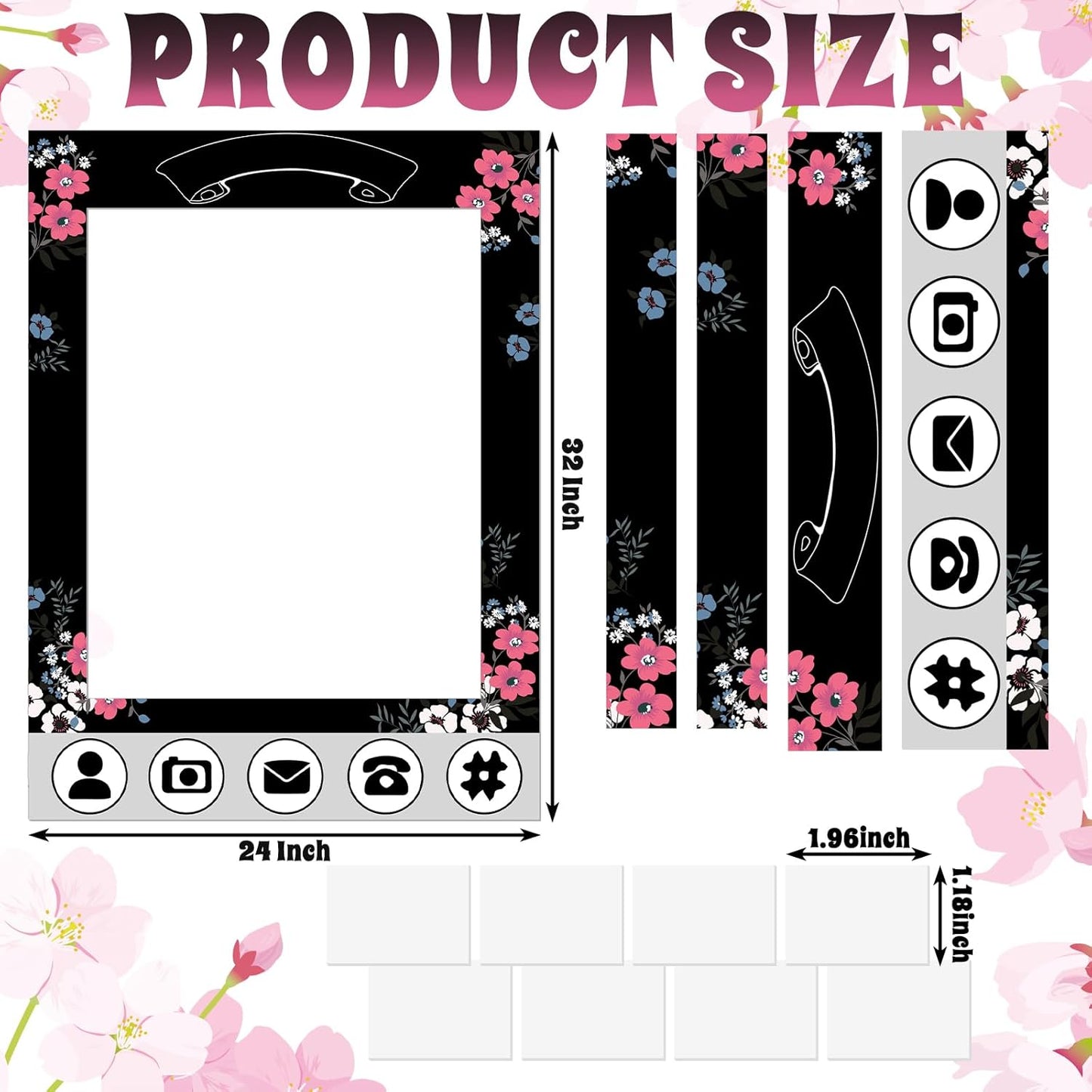 BreezeHug 32 x 24 Inch Social Media Photo Booth Selfie Frame DIY PVC Cutouts Photo Booth Props Frame for Background Photography Birthday Wedding Graduation Anniversary Party Decoration