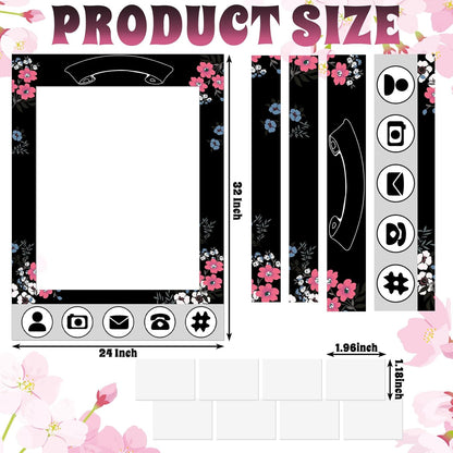 BreezeHug 32 x 24 Inch Social Media Photo Booth Selfie Frame DIY PVC Cutouts Photo Booth Props Frame for Background Photography Birthday Wedding Graduation Anniversary Party Decoration