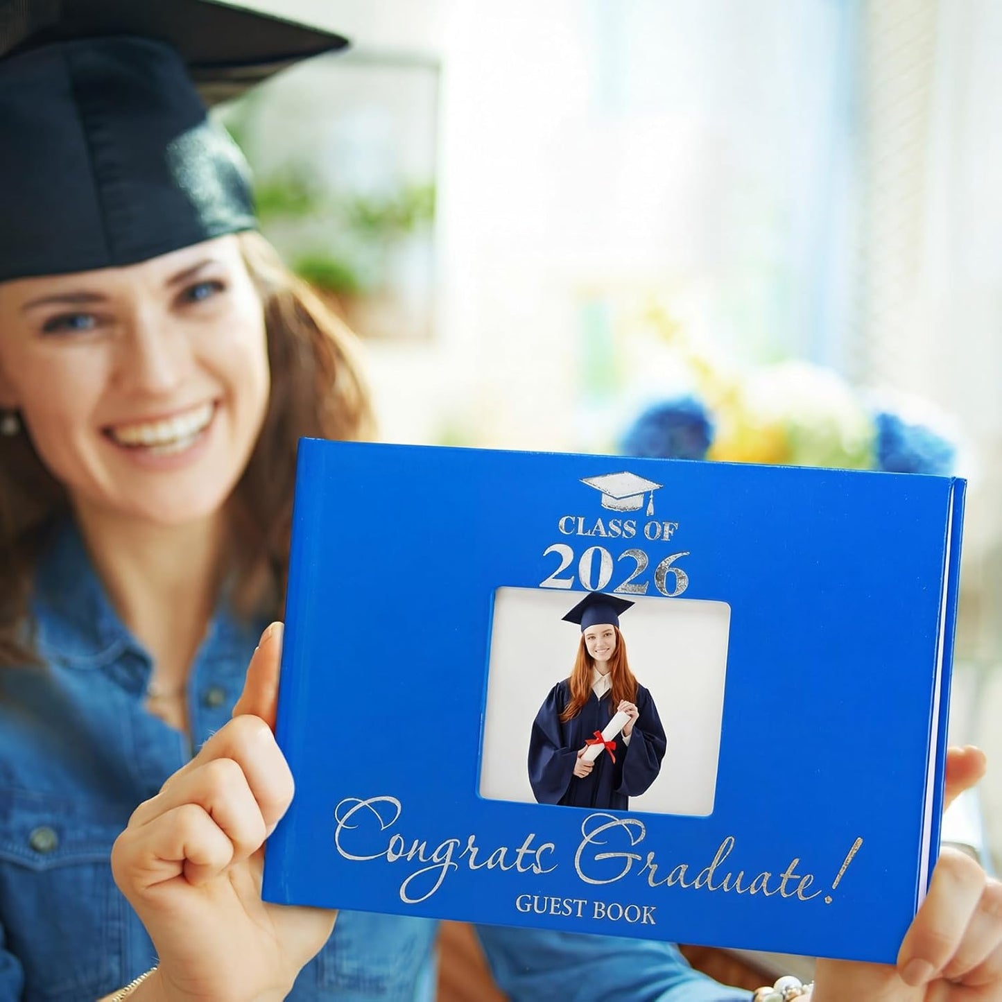 Geyoga 2026 Graduation Guest Book with Pen, 144 Pages Class of 2026 Graduation Party Guest Sign in Book Memory Scrapbook for High School Senior Nights College Grad Gifts, 6 x 8 Inch(Black)