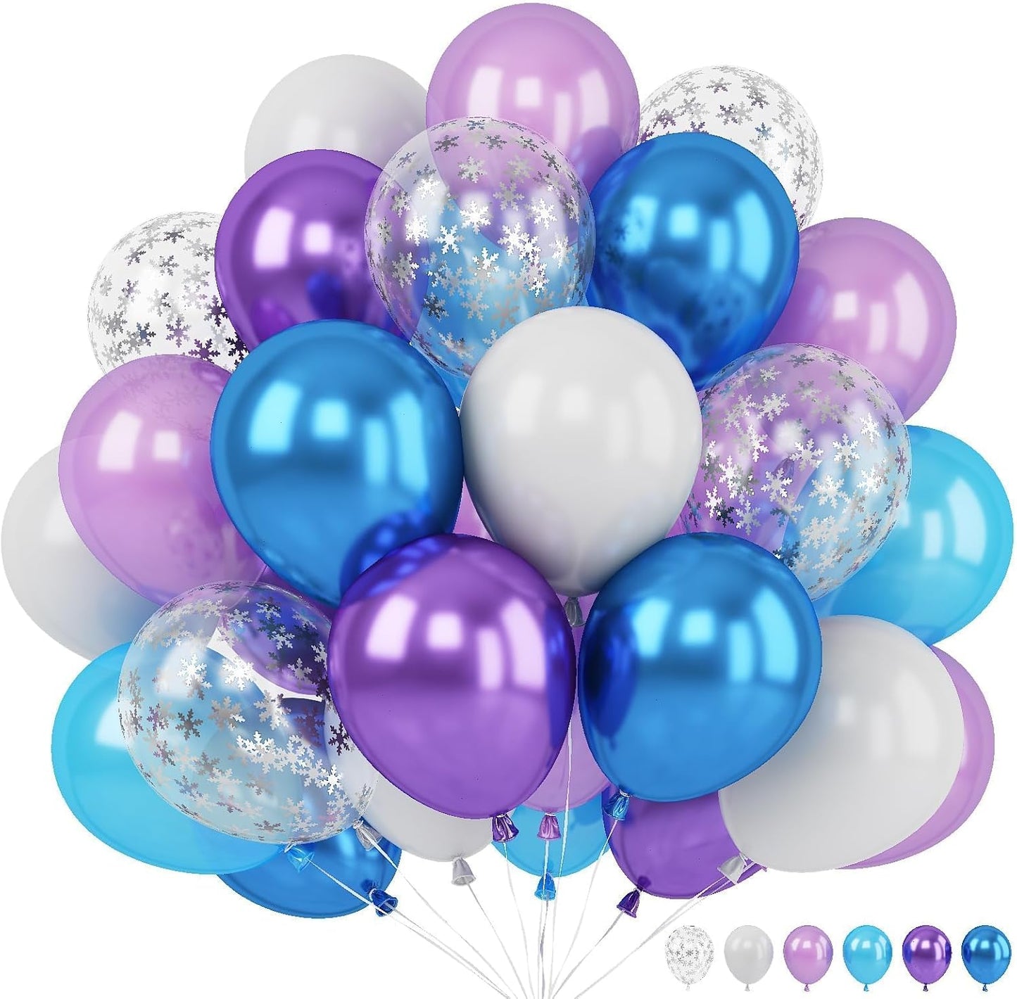 Blue Silver Balloons Set, 12 Inch Blue and Silver Balloons Dark Navy and Confetti Party Latex Balloon, Macaron Metallic Baby Blue Mixed Balloon for Birthday Graduation Baby Shower Wedding Retirement