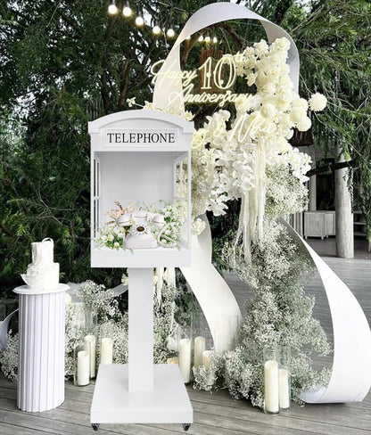 Audio Guest Book Phone Booth Stand, Romantic Metal Audio Guestbook Telephone Booth for Wedding Birthdays Party Graduation Baby Shower Retirement Special Occasions Decoration