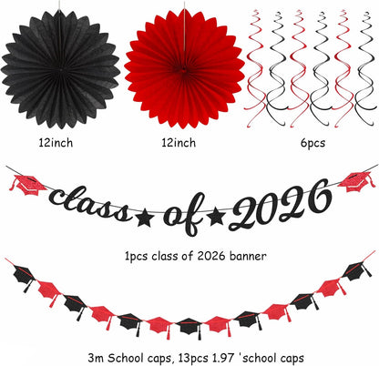 2026 Blue Class-Congratulations Prom Graduation Party-Decorations - 22pcs High School College Grad Supplies Decor,Royal Navy White Silver Tissue Pom Poms Streamers, Paper Flowers Lanterns Hugmoon