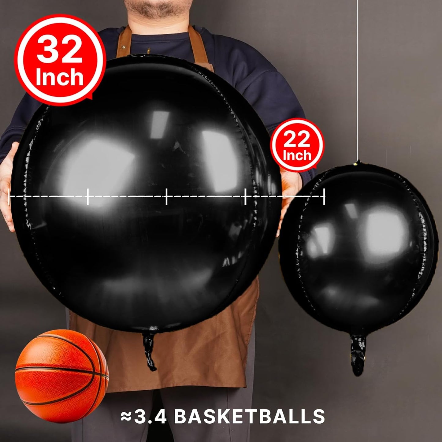 PartyWoo Metallic Gold Foil Balloons 20pcs Different Sizes Pack of 22 15 10 Inch Large Round Foil 4D Inflatable Mirror Ball Mylar Balloons for Graduation Birthday Baby Shower Party Decorations