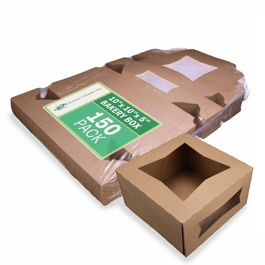 Southern Champion Tray 0973 Premium Clay-Coated Kraft Paperboard White Non-Window Lock Corner Bakery Box, 10" Length x 10" Width x 4" Height, White (Case of 100)