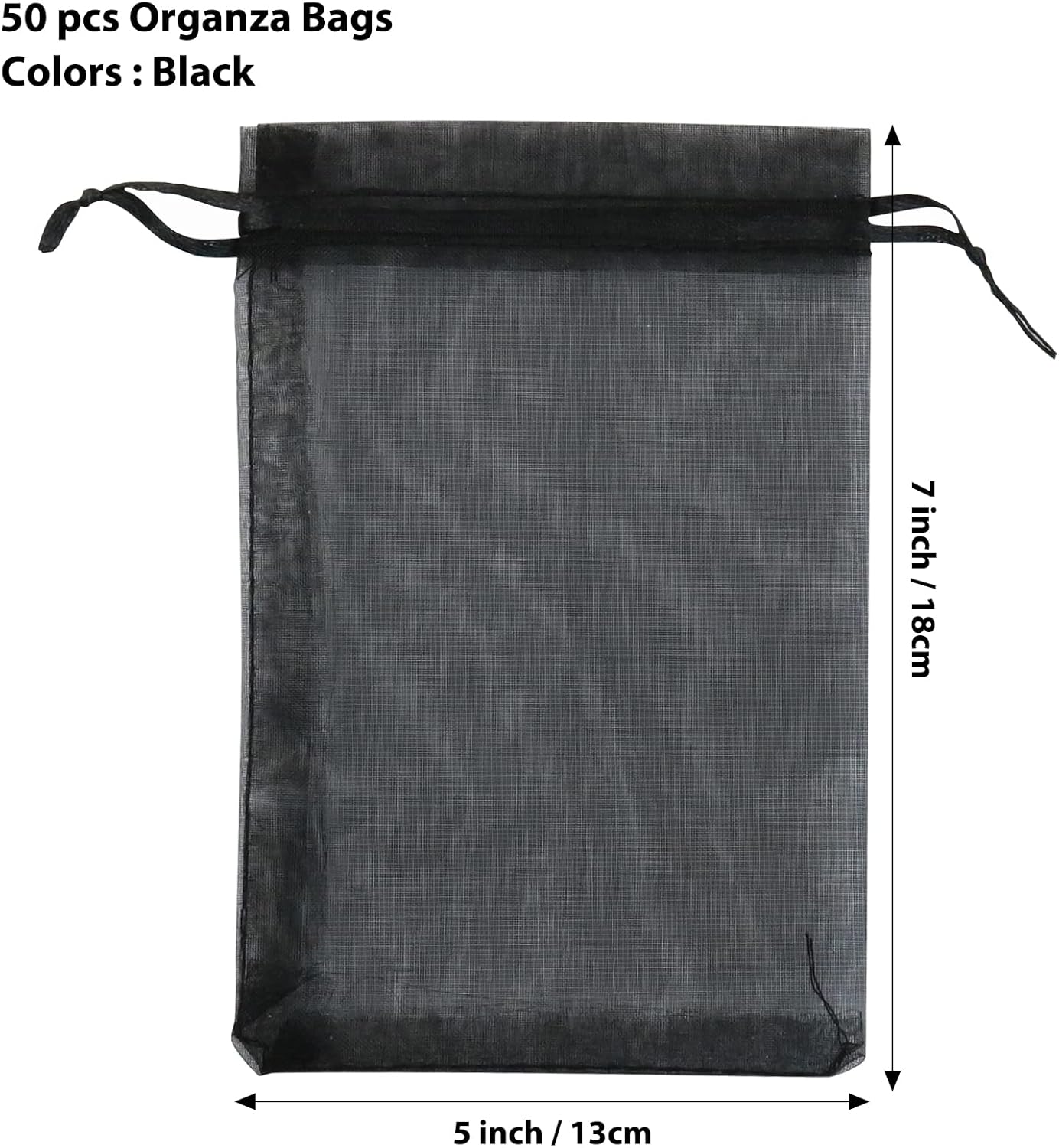 ANZNKU 50 Pack Organza Bags 5 x 7 in White Small Mesh Gift Bags Bulk Drawstring for Wedding Party Favors, Little Goodie Bag for Candy Jewelry Soap Makeup, Treat Sachet Pouch for Mothers Gifts Wrap