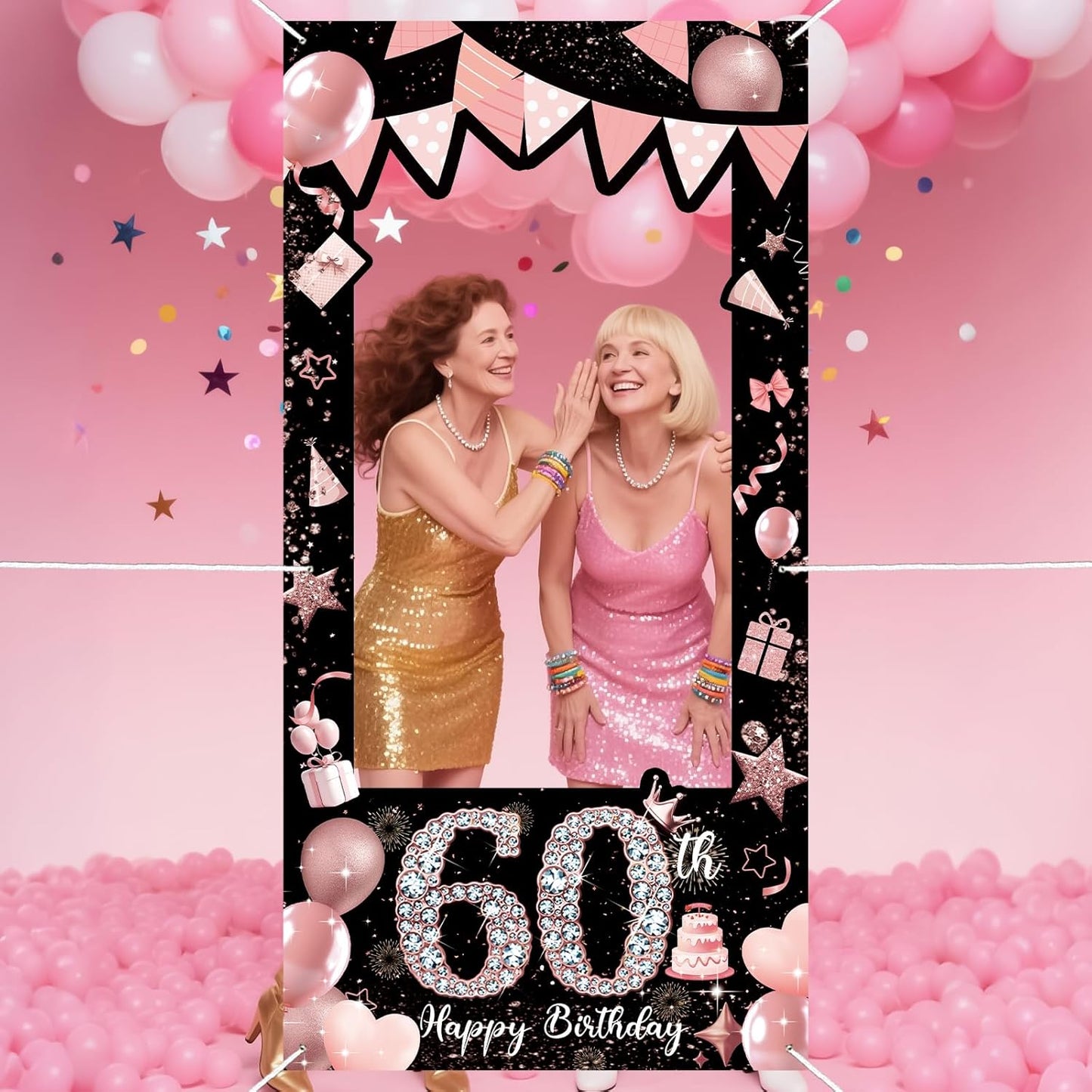 Pink 80th Birthday Neon Photography Banner Backdrop Glow Party Disco Dance Neon Theme Birthday Banner Photo Frame Props Props Selfie Background Face Cutout Photo Props Decoration