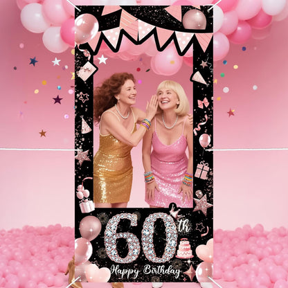 Pink 80th Birthday Neon Photography Banner Backdrop Glow Party Disco Dance Neon Theme Birthday Banner Photo Frame Props Props Selfie Background Face Cutout Photo Props Decoration